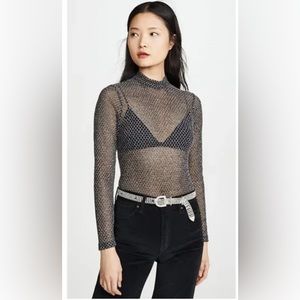 L’agence mock neck sheer bodysuit